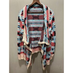 Turquoise Haven Aztec Print Women’s Shawl Over The Shoulder Sweater Size Large